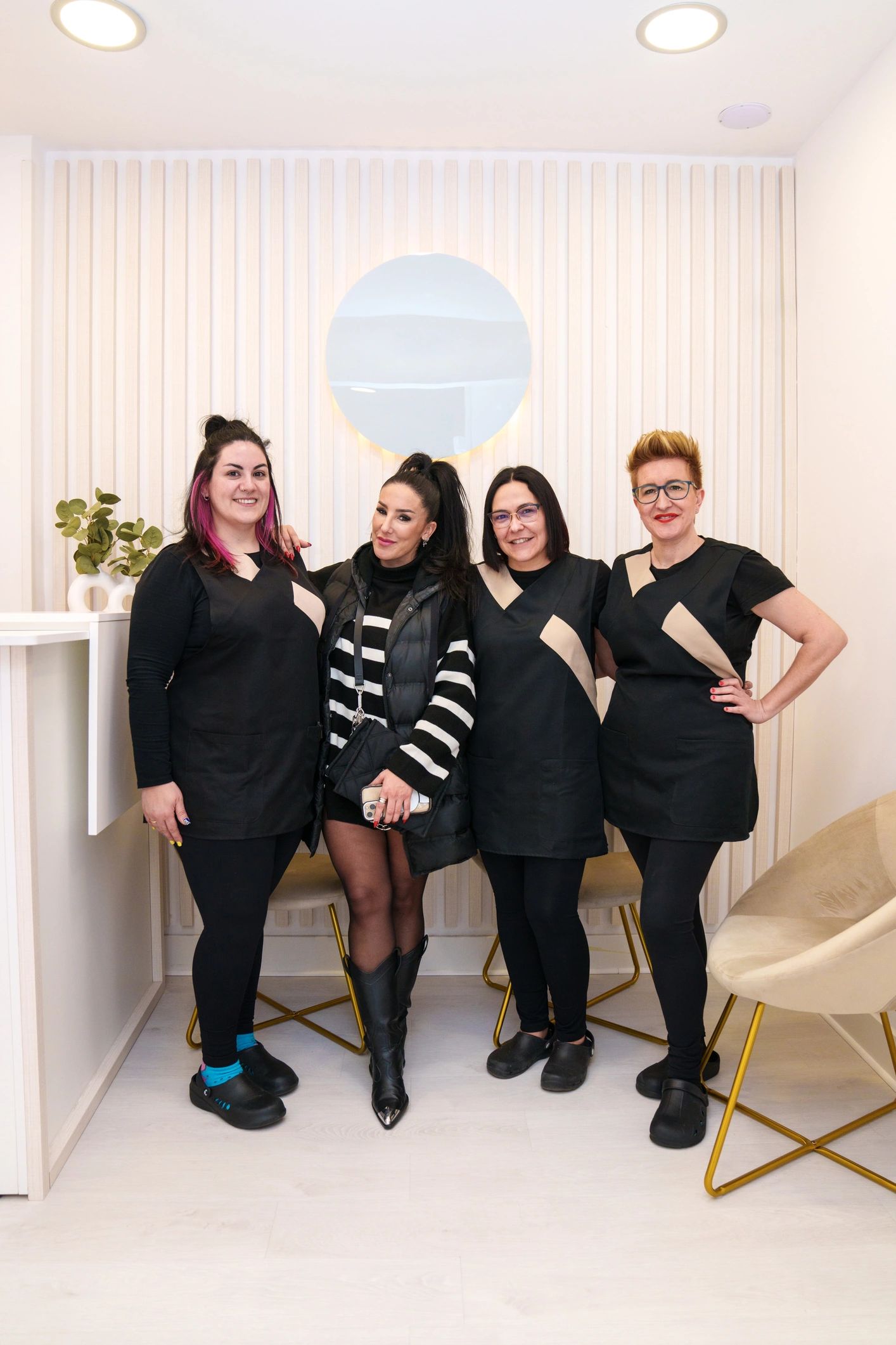Professional salon team in a stylish beauty space