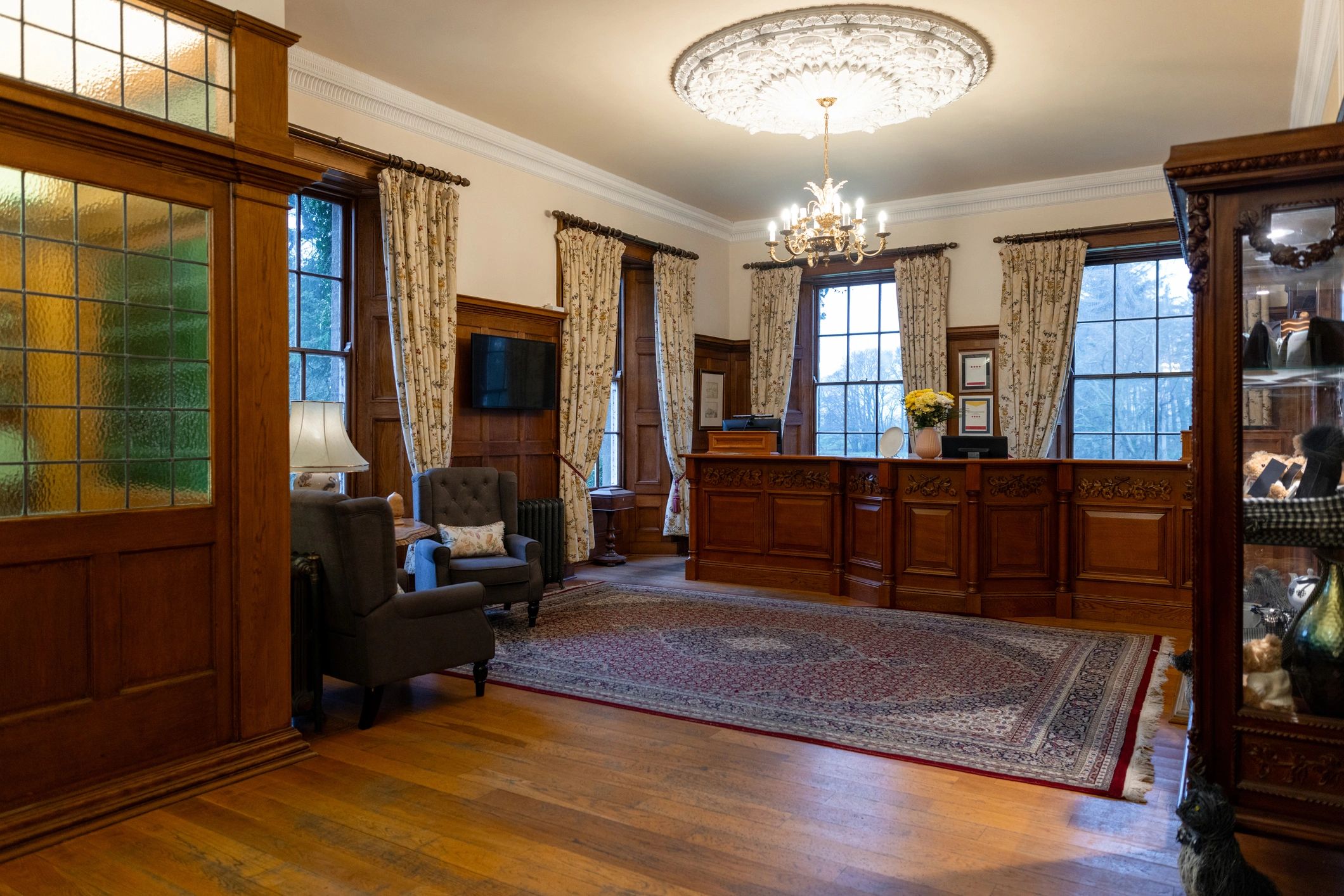 Elegant reception-style interior with warm luxury details